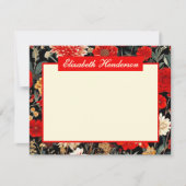 赤とクリームフローラA6横置き文房具カード ノートカード (正面)