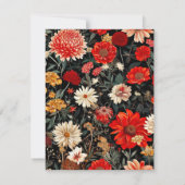 赤とクリームフローラA6縦文具カード ノートカード (裏面)