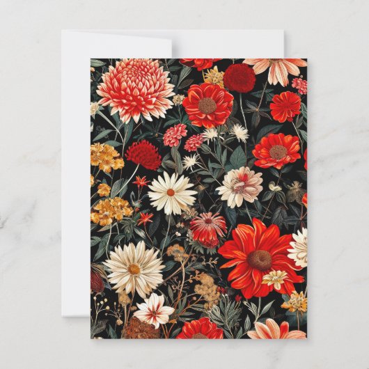 赤とクリームフローラA6縦文具カード ノートカード (裏面)