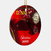 赤とクロームのヴィンテージ消防車 セラミックオーナメント (右)