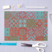 赤とクール青のトレンディー·エーゲのタイル 薄葉紙 (クラフト)