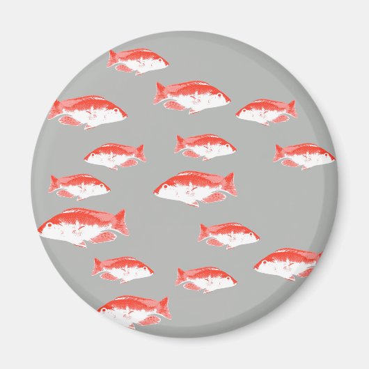 赤とグレイの魚 マグネット (正面)