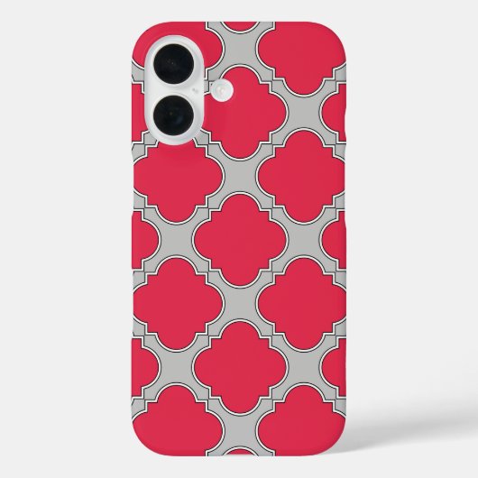 赤とグレーのかたばみの模様 Case-Mate iPhoneケース (裏面)