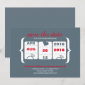 赤とグレーのスロットマシン Save the Date - 結婚式 セーブザデート (正面/裏面)