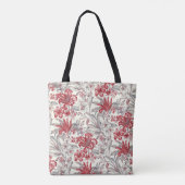赤とグレーのハイビスカス 熱帯の花のトワール トートバッグ (裏面)
