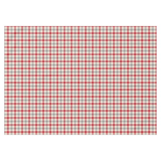 赤とグレーのファームスタイルのチェック テーブルクロス (正面(横))