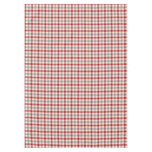 赤とグレーのファームスタイルのチェック テーブルクロス (正面)