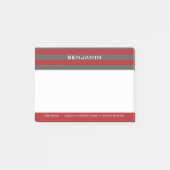 赤とグレーのラグビーストライプ名前をカスタムする ポストイット (正面)