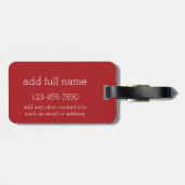 赤とグレーのラグビーストライプ名前をカスタムする ラゲッジタグ (裏面横)