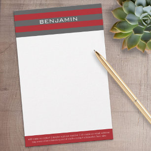 赤とグレーのラグビーストライプ名前をカスタムする 便箋