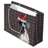 赤とグレーの格子柄グレート種の犬の恋人の休日 ラージペーパーバッグ (正面アングル)