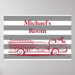 赤とグレーの消防車カスタム ポスター