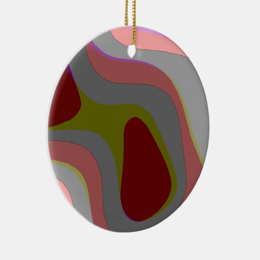 赤とグレー310抽象芸術アート – レトロヴィンテージ セラミックオーナメント (右)