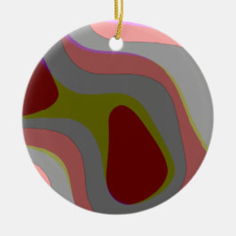 赤とグレー310抽象芸術アート – レトロヴィンテージ セラミックオーナメント