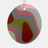 赤とグレー310抽象芸術アート – レトロヴィンテージ セラミックオーナメント (左)