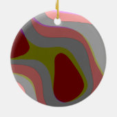 赤とグレー310抽象芸術アート – レトロヴィンテージ セラミックオーナメント (裏面)