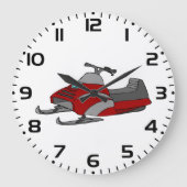 赤とグレー スノーモービル ラージ壁時計 (正面)