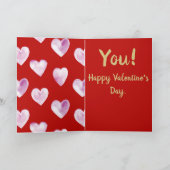 赤とゴールドの愛をあなたに 水彩 ヴァレンタインデー シーズンカード (内部)