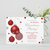 赤とシルバーの宝玉クリスマスパーティ招待状 招待状 (スタンド正面)