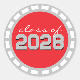 赤とシルバーグレーのフィルムストリップ 卒業式 ラウンドシール