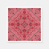 赤とスイカのピンクのフローラタイル スタンダードカクテルナプキン (正面)