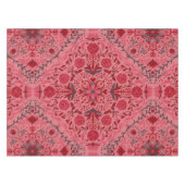 赤とスイカのピンクのフローラタイル テーブルクロス (正面(横))