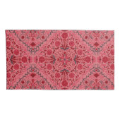 赤とスイカのピンクのフローラタイル 枕カバー (裏面-右)