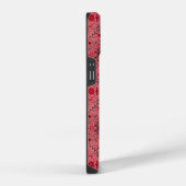 赤とスイカのピンクのフローラタイル iPhoneケース (右側面)