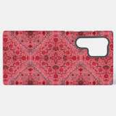 赤とスイカのピンクのフローラタイル SAMSUNG GALAXYケース (裏面横)