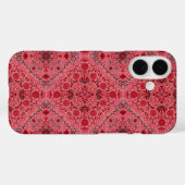 赤とスイカピンクの花柄タイル Case-Mate iPhoneケース (裏面 (横))