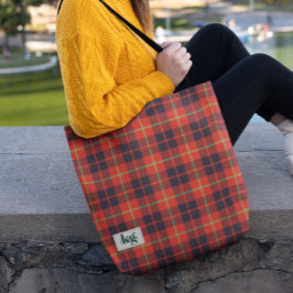 赤とスタイリッシュ緑のホリデーカラーズプレイドショルダー トートバッグ