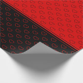 赤とスタイリッシュ黒のハートパターン ラッピングペーパー (角)