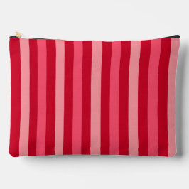 赤とストライプピンクのバレンタイン アクセサリーポーチ