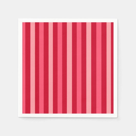 赤とストライプピンクのバレンタイン スタンダードカクテルナプキン (正面)