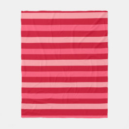 赤とストライプピンクのバレンタイン フリースブランケット