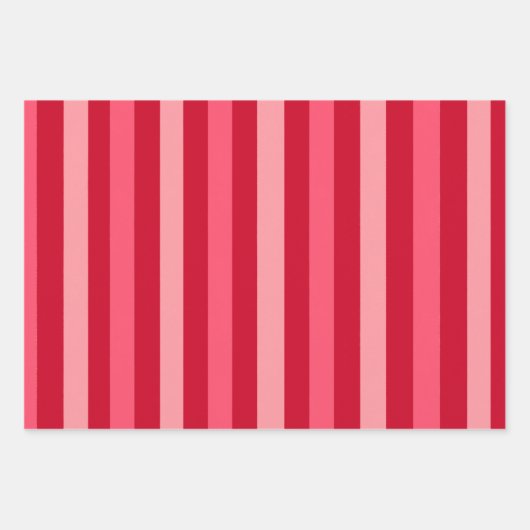 赤とストライプピンクのバレンタイン ラッピングペーパーシート (正面3)