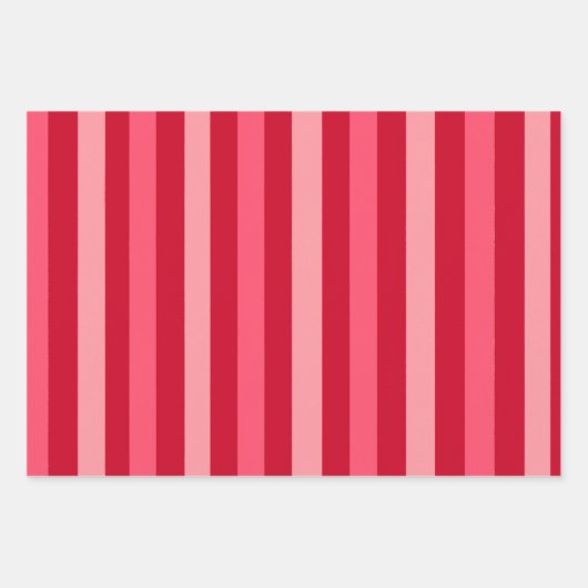 赤とストライプピンクのバレンタイン ラッピングペーパーシート (正面2)