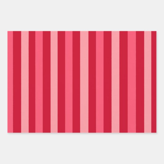 赤とストライプピンクのバレンタイン ラッピングペーパーシート (正面)