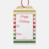 赤とストライプ緑と金ゴールドの休日のパターン ギフトタグ (裏面)