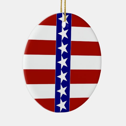 赤とストライプ青の星と セラミックオーナメント (右)