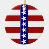 赤とストライプ青の星と セラミックオーナメント (正面)