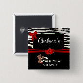 赤とゼブラストライプベビーシャワー 缶バッジ (正面&裏面)