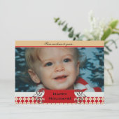 赤とタンのアーガイル休日の写真カード シーズンカード (スタンド正面)