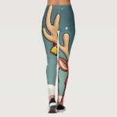 赤とタンのジンルベルとトナカイの〔雄ジカの〕枝角 レギンス (裏面)