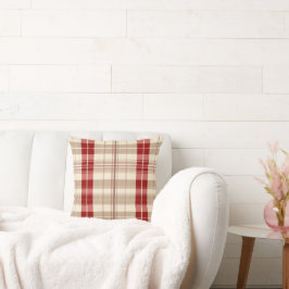 赤とタンベージュプレイドパターンタータンチェック クッション