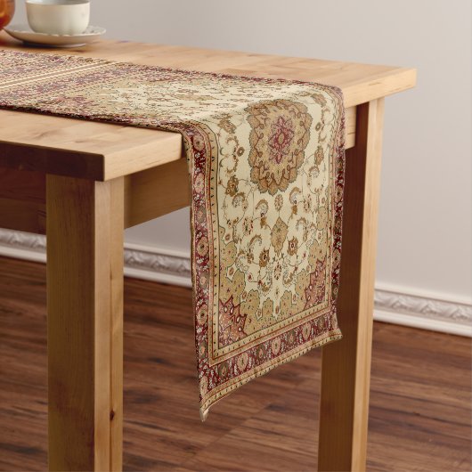 赤とタンペルシャの絨毯 ショートテーブルランナー (インサイチュ)