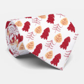 赤とタンモダンフォークアートクリスマスツリー ネクタイ (ロール)