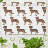 赤とタンロットワイラーかわいい漫画の犬のパターン キッチンタオル (折り畳み)