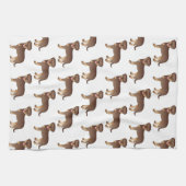 赤とタンロットワイラーかわいい漫画の犬のパターン キッチンタオル (横)