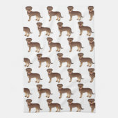 赤とタンロットワイラーかわいい漫画の犬のパターン キッチンタオル (縦)